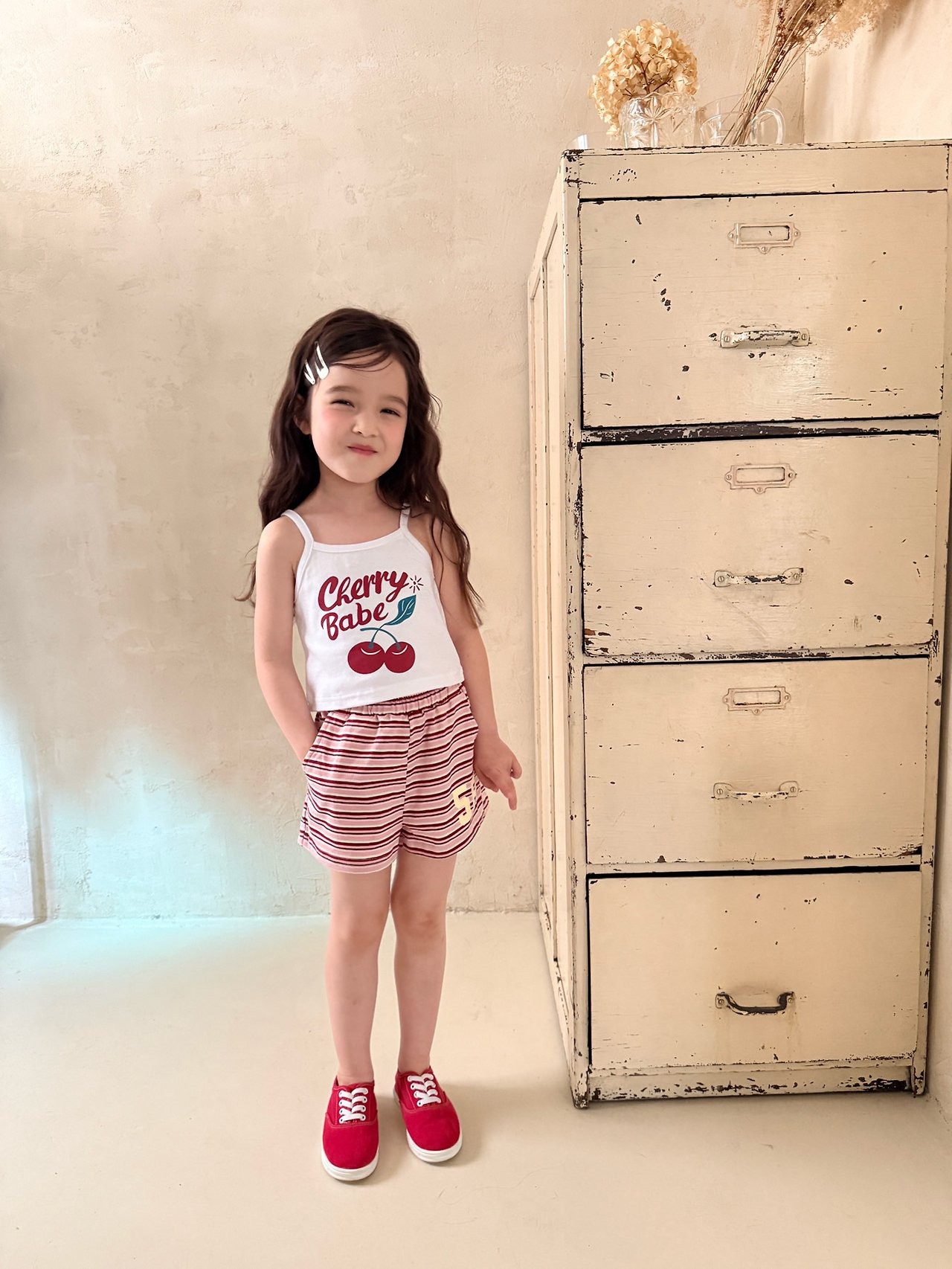 [COMMA] 58 Shorts (Pink Striped) (160/170) / [콤마] 58반바지(핑단가라) (160/170)