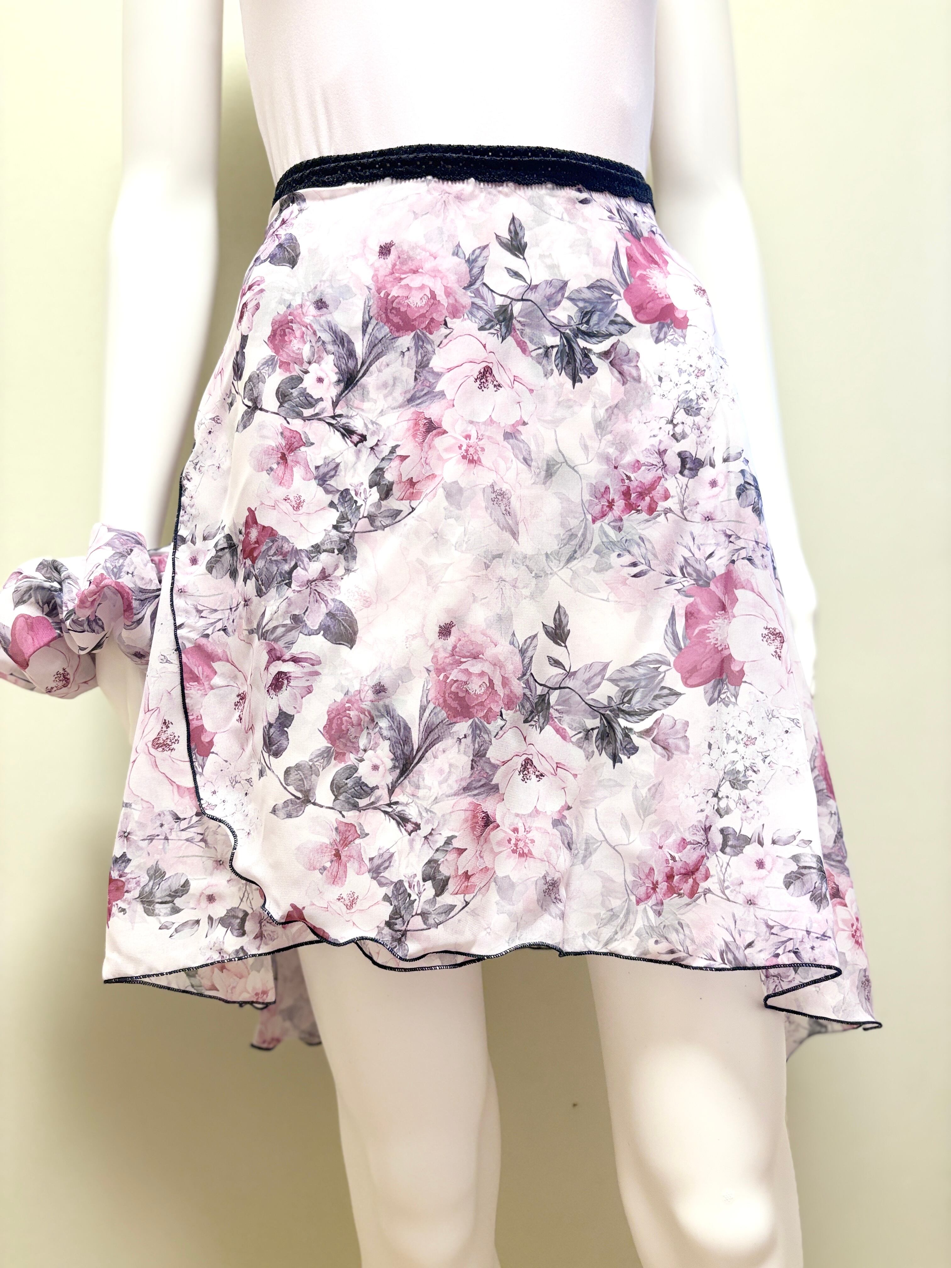 大人 バレエ 巻きスカート ブラックピンク花柄 | dancarina/ダンサリーナ