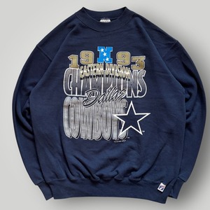 【USA製】90s LOGO7 NFL ダラス・カウボーイズ スウェット トレーナー クルーネック 紺/NAVY メンズ M ロゴ プリント VINTAGE アメリカ製