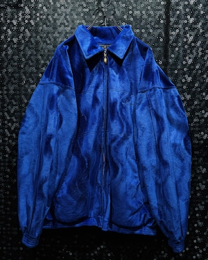 【ÆIEM】"JORDAN"vintage Blue Velour Track Jacket Gold Zip Model