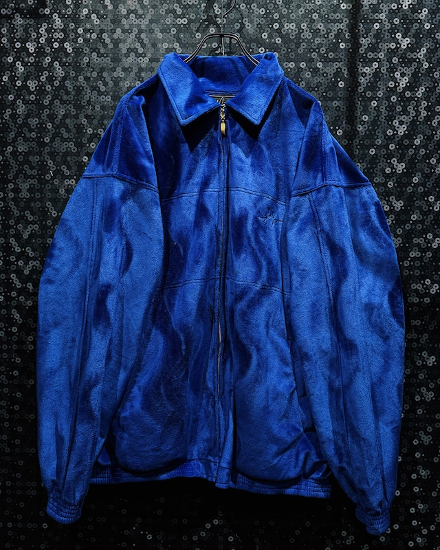 【ÆIEM】"JORDAN"vintage Blue Velour Track Jacket Gold Zip Model