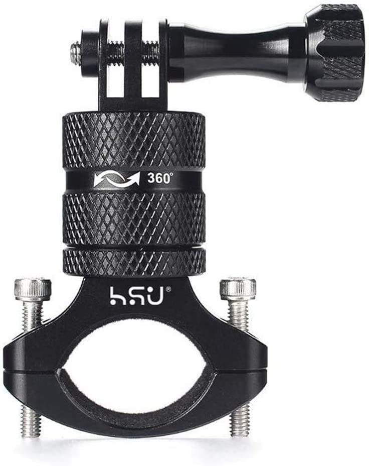 【在庫処分】HSU ハンドルバー gopro ゴープロ 自転車 ホルダーマウント アルミ製シートポスト カメラホルダー 360°回転 (ブラック) | GoPro Hero13/12/11/10/9/8/7/6/5対応 及び他のアクションカメラアクセサリー