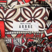 【美品 フラダンス衣装】ブラウン ARBRE ワンピース ドレス 茶 ベージュ 花柄 ホヌ柄 ハワイアンプリント 絞り アロハ 可愛い