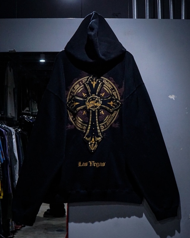 【add (C) vintage】"PLANET HOLLYWOOD" Brand Logo × Cross Design Vintage Zip Up Hoodie
