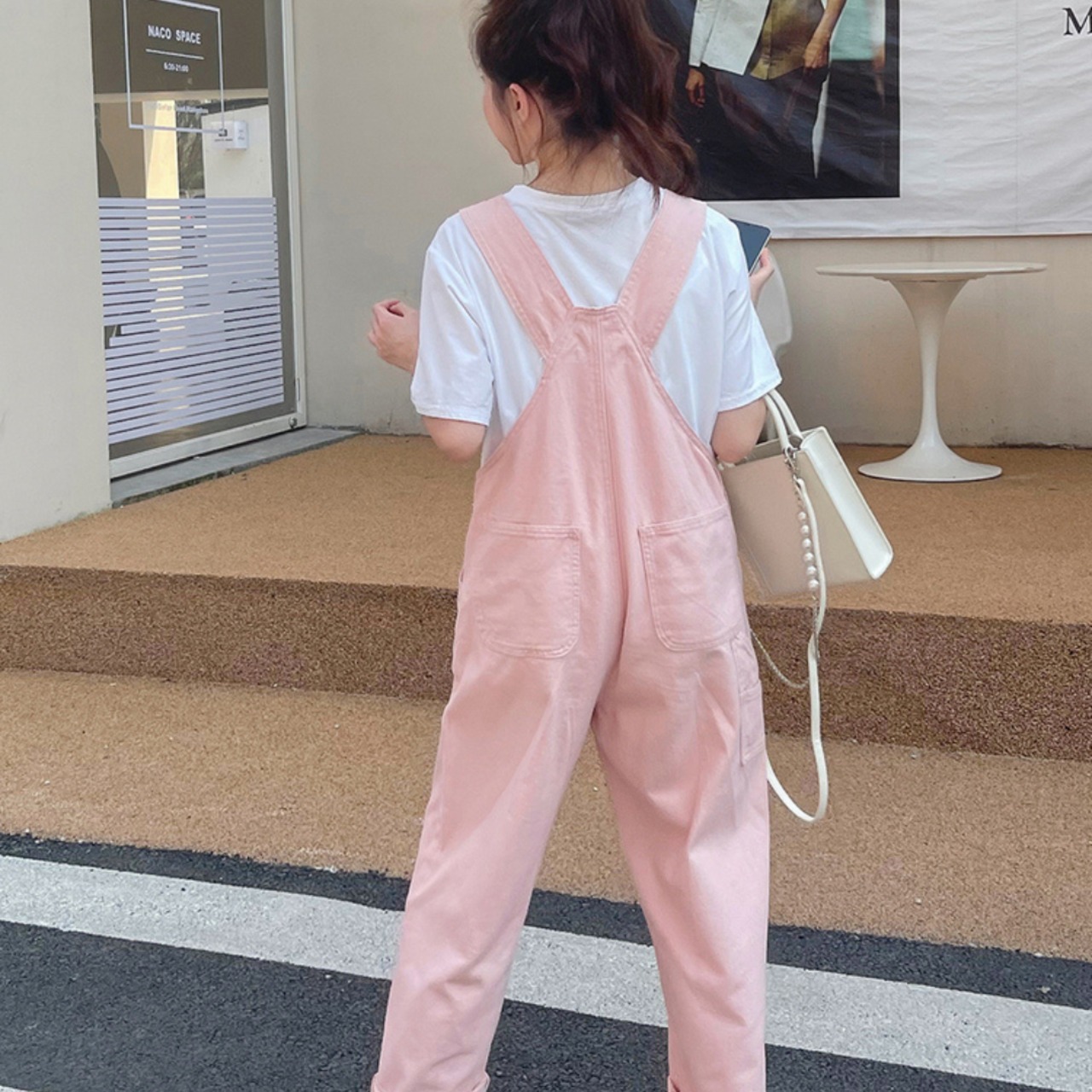 Pink Denim Overalls 5002