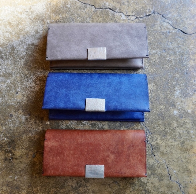 錫の手縫い財布　kuro