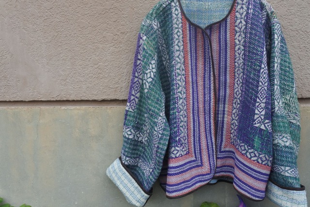 short vintage kantha jacket