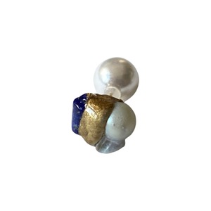 UNI.#0044 akoya pearl × lapis lazuli  ピアス（片耳）