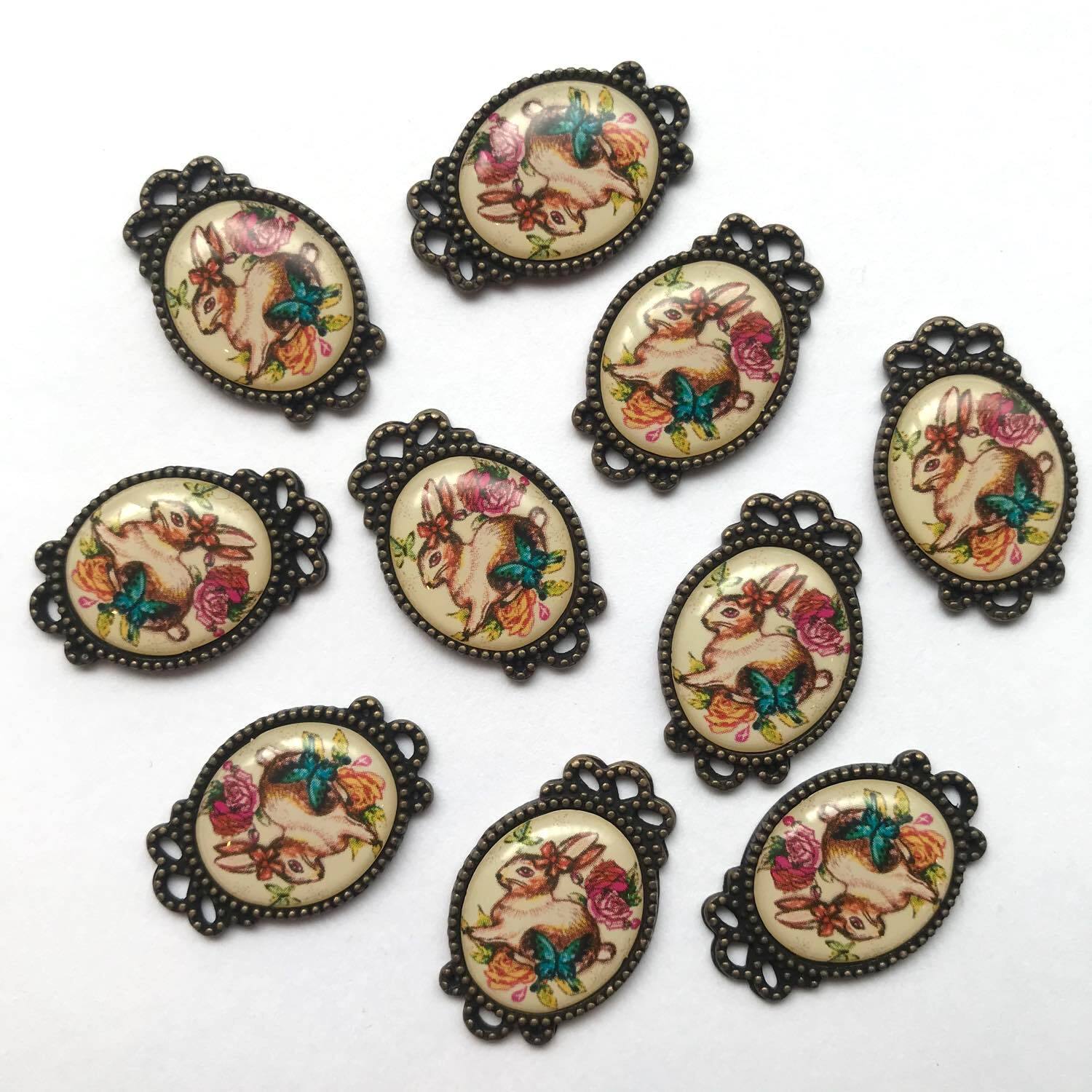 カボション 金属パーツ リボン付き カメオ チャーム 【公式通販】