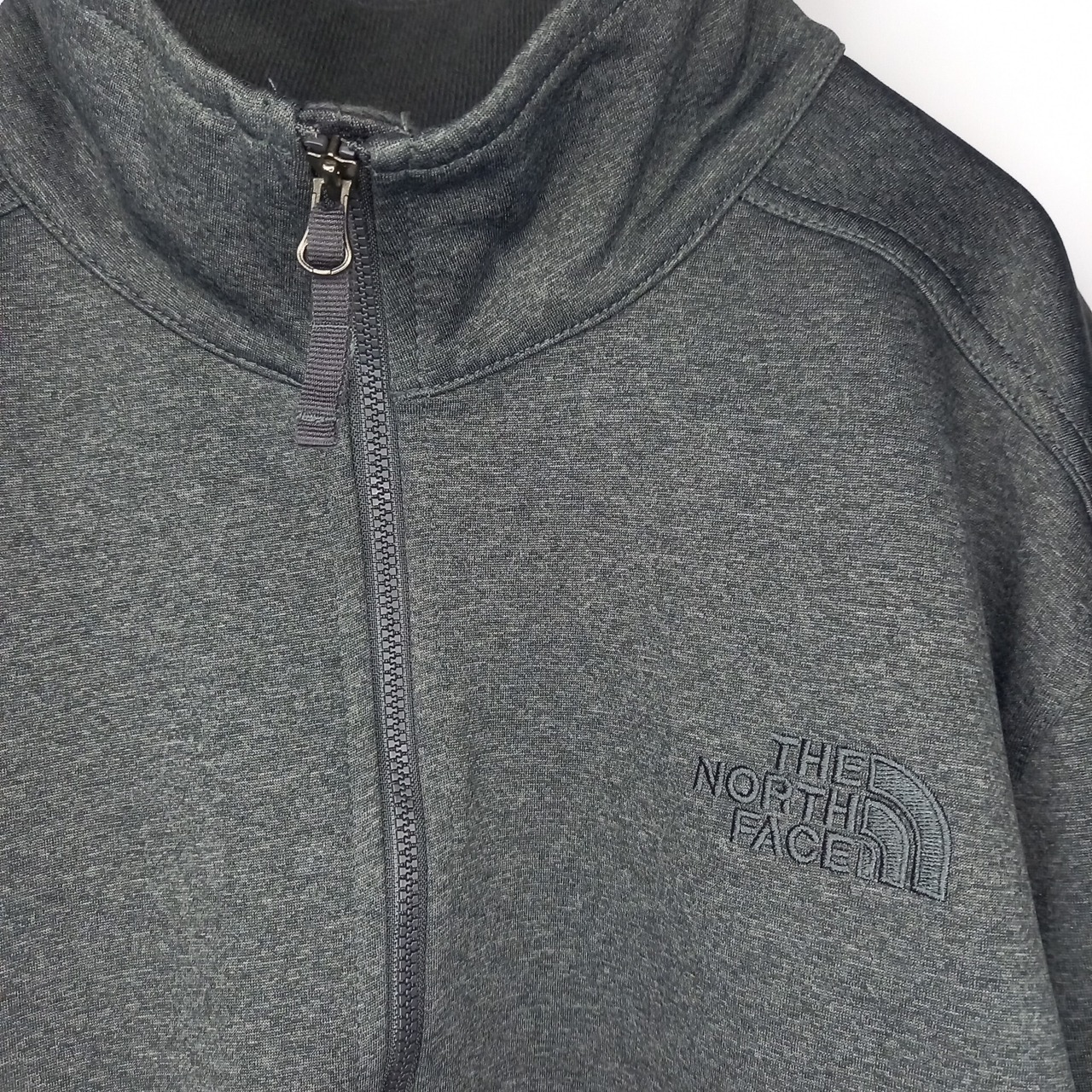 ノースフェイス　フルジップ　ソフト　シェル　ジャケット　フリース　刺繍　グレー