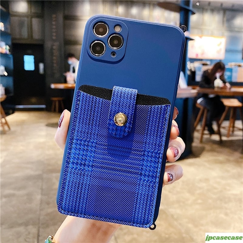 カードポケット付き iPhone12ProMax~7ケース ストラップ 多機能