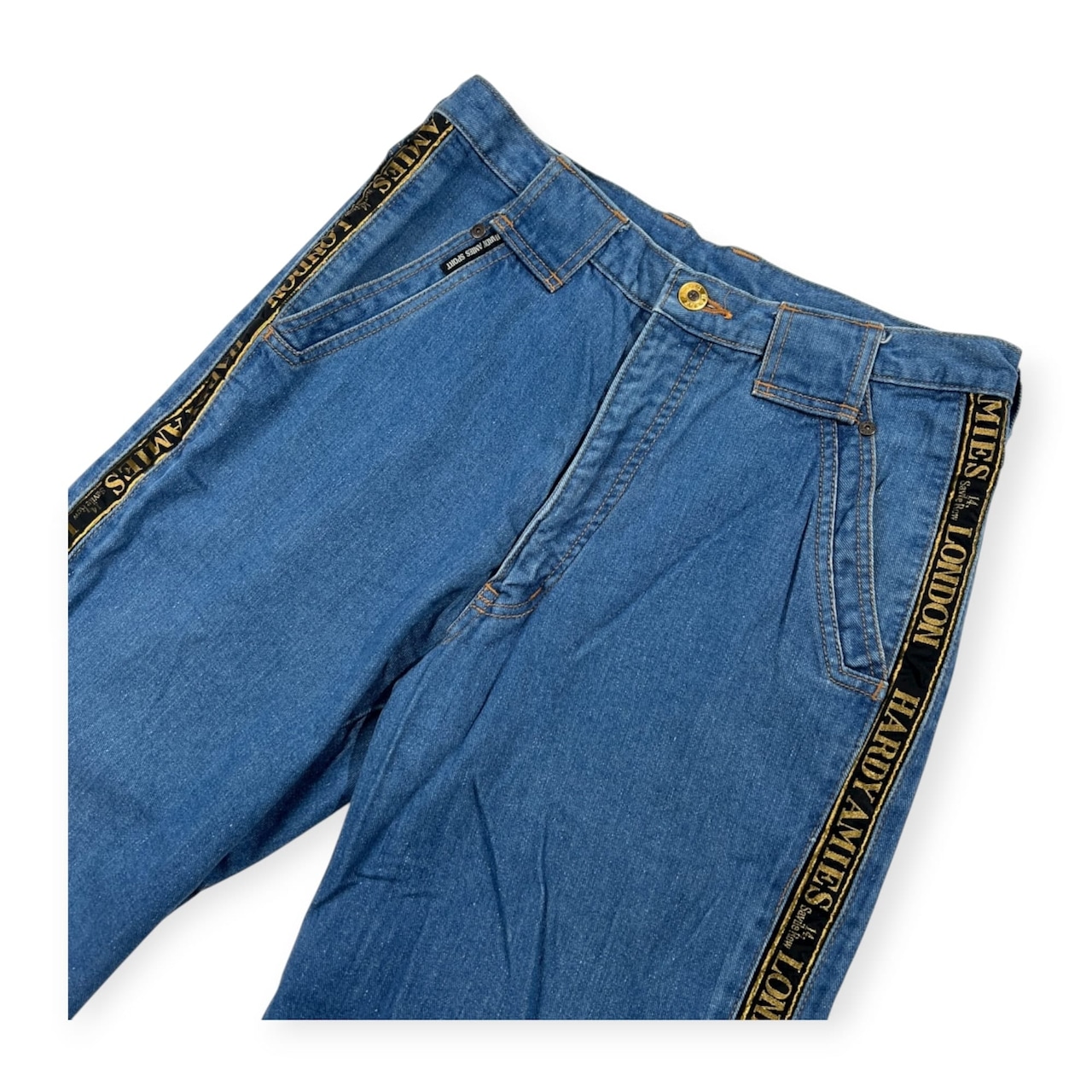 HARDY AMIES SPORT ハーディ エイミス スポーツ 豪華刺繍 サイドライン デニム パンツ ジーンズ サイズ 82 /メンズ