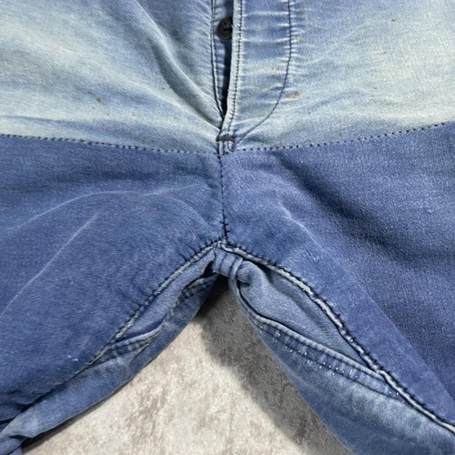 40-50s フレンチワーク パッチワーク モールスキン ブルー パンツ W34 詳細写真5