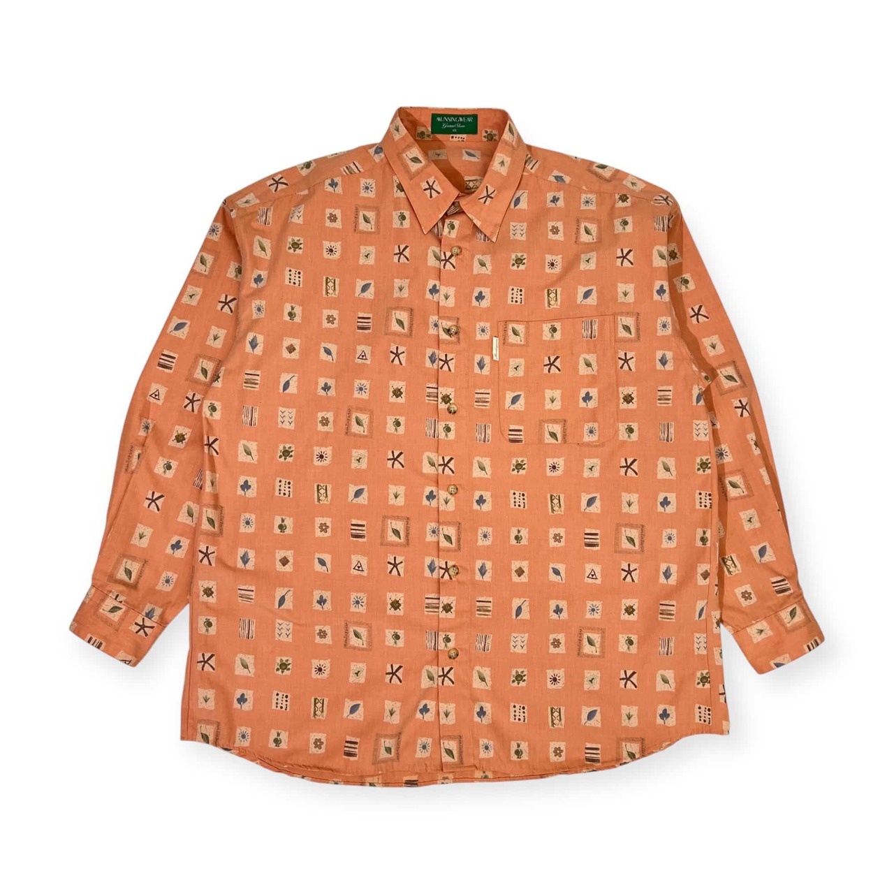 Munsingwear Grand Slam マンシングウェア 総柄 長袖シャツ 柄シャツ MA/サーモンピンク系 メンズ