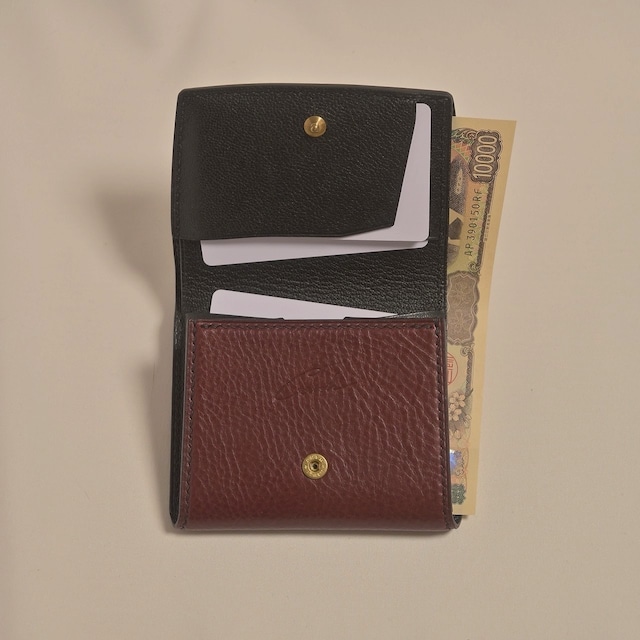 【受注生産】BFW01-wine-｜ 総手縫い・無双仕立ての本革二つ折り財布