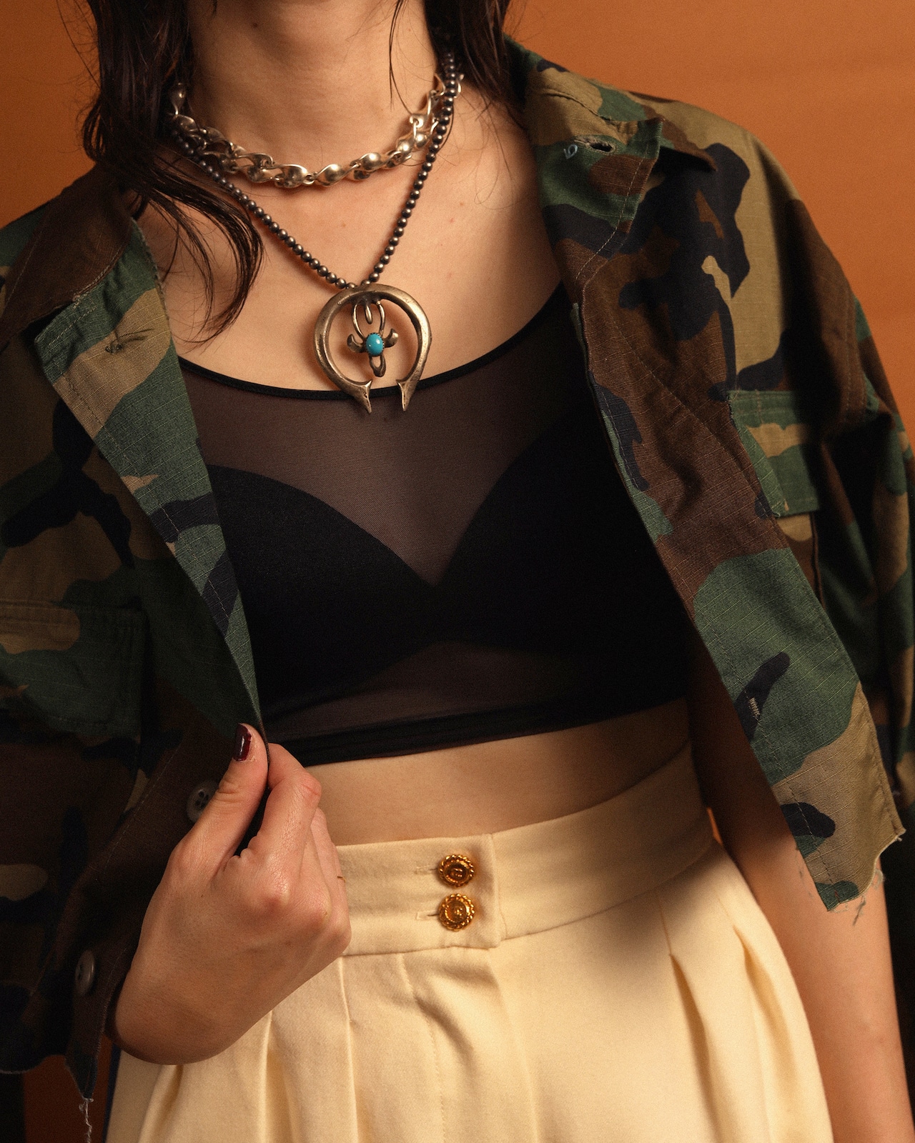 NICENICE MOMENT / Mesh Bra Tank Mesh Black