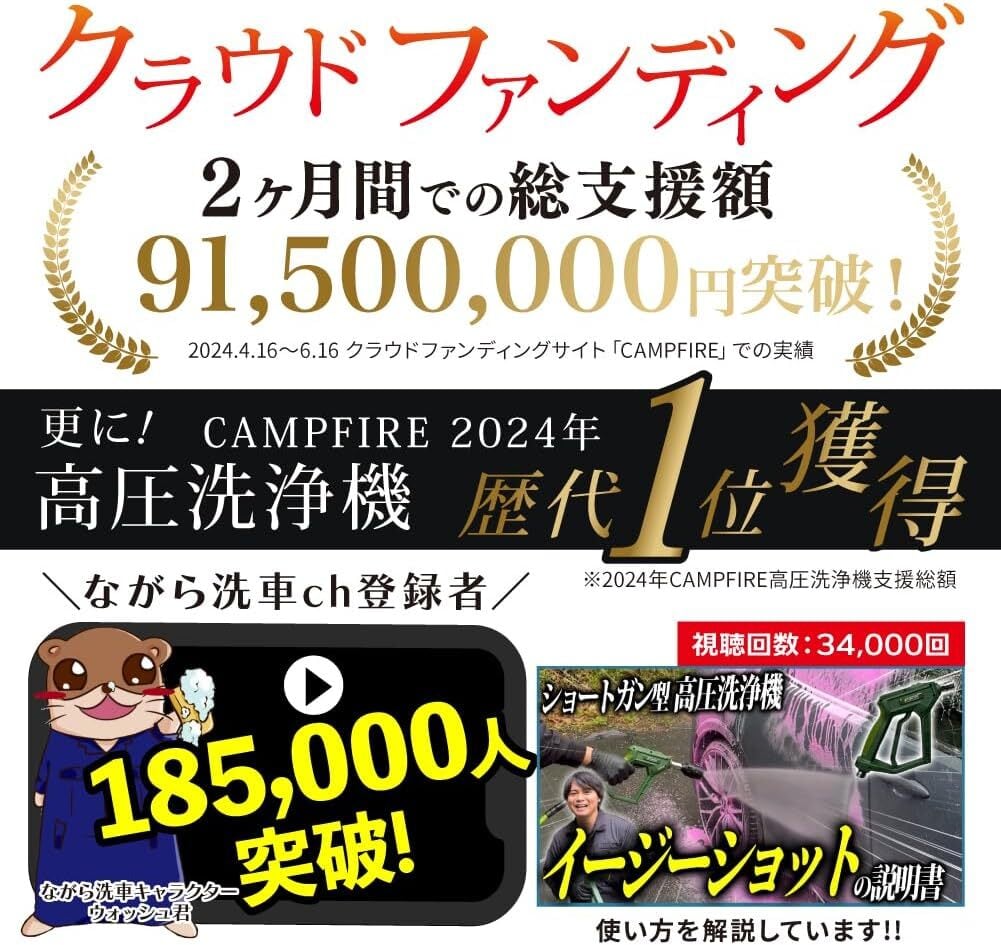 ながら洗車】イージーショット×ライフルタンクセット (15Mpa グリーン
