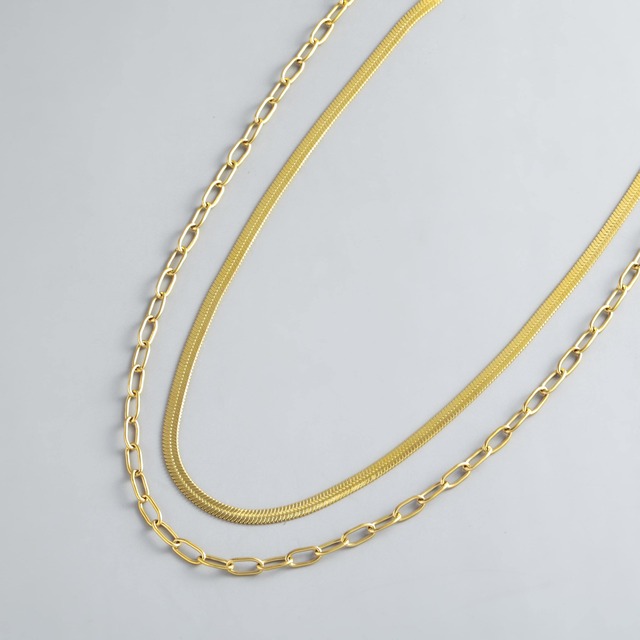 316L simple double chain necklace 2 #n153