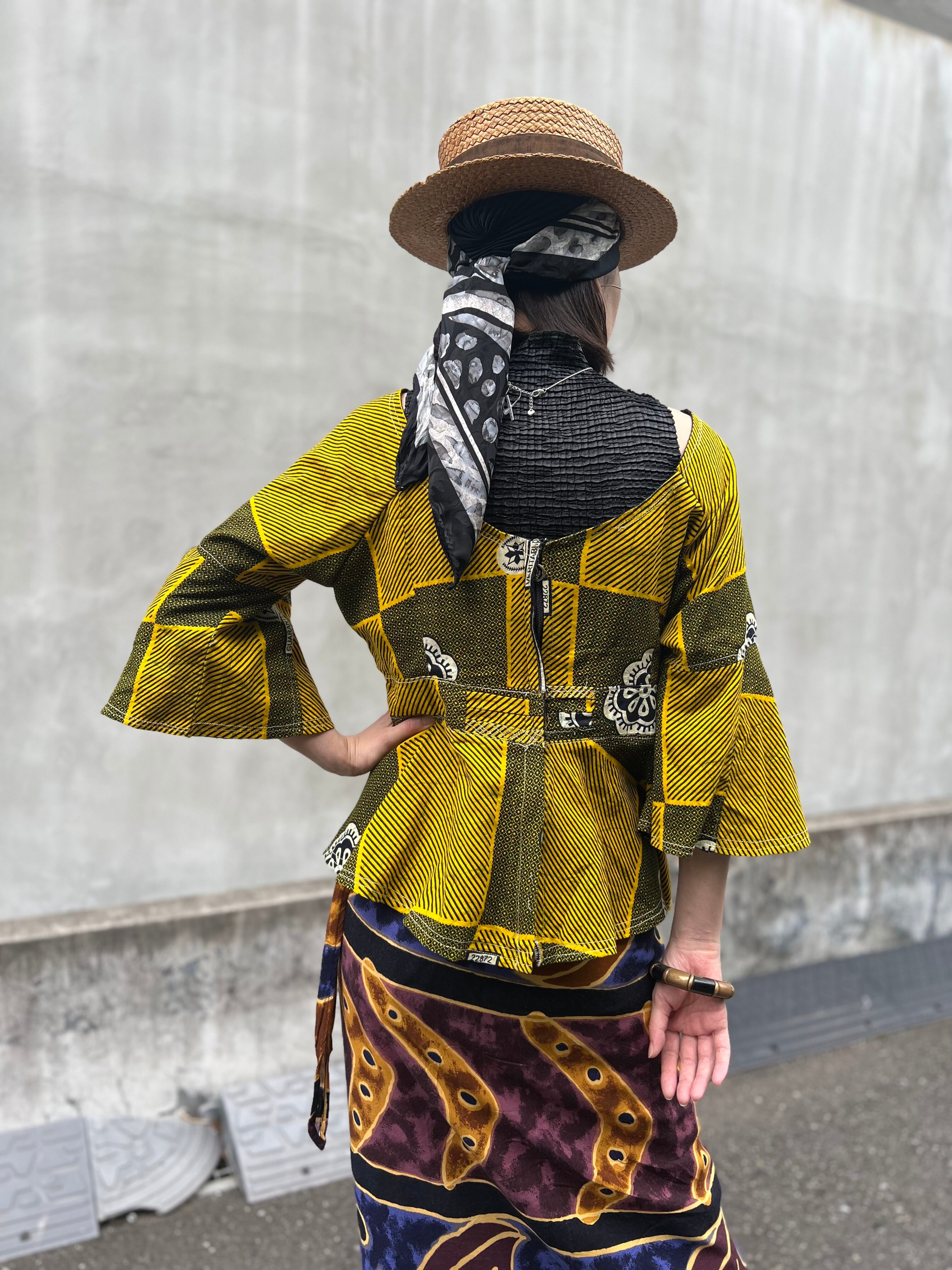 Vintage africanbatik peplum tops ( ヴィンテージ アフリカン ...