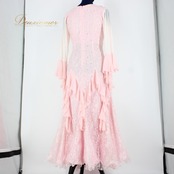 【社交ダンス衣装】ワンピース ドレス パーティー prima boutique プリマブティック ピンク レース 花柄 かわいい フリル