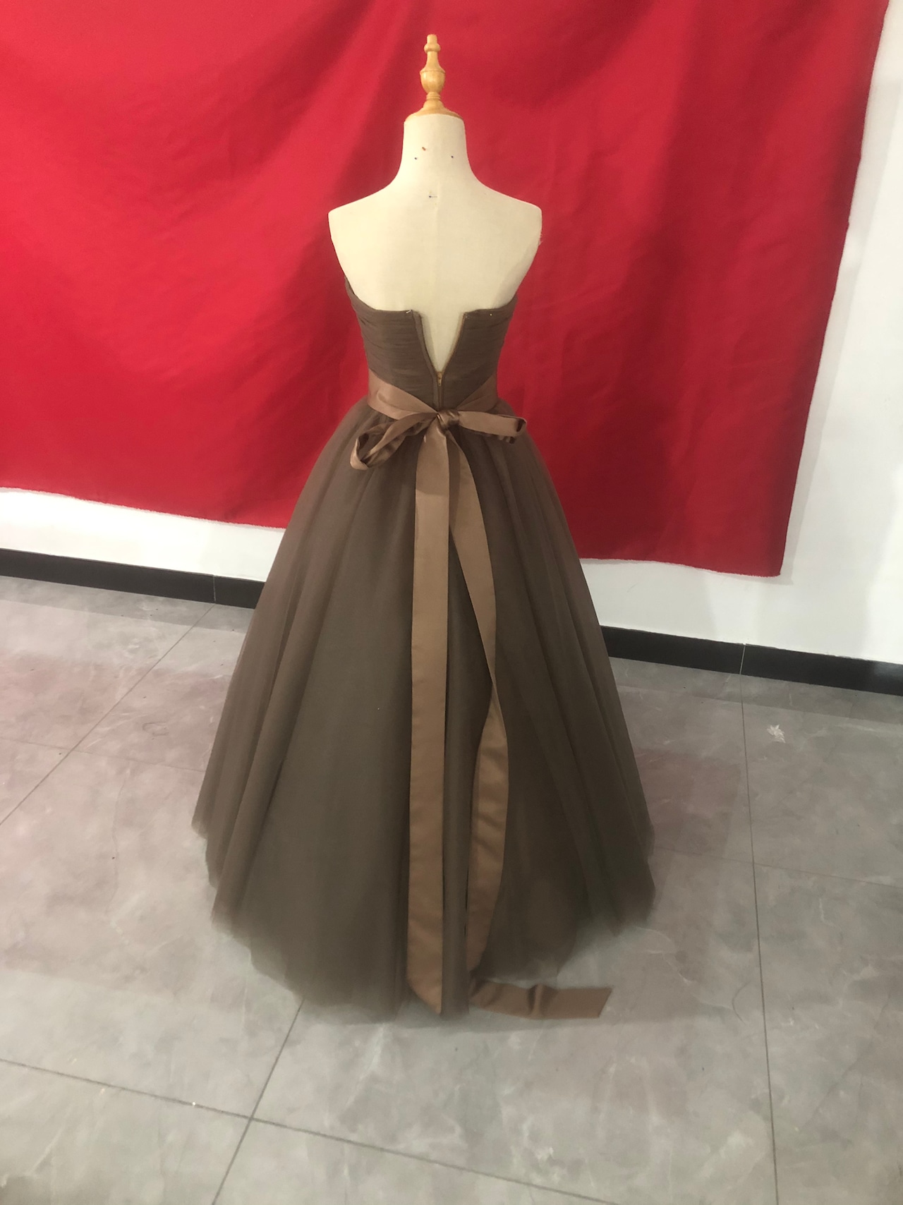 コピー：カラードレス コーヒーの色 2waysドレス 取り外しオフ  