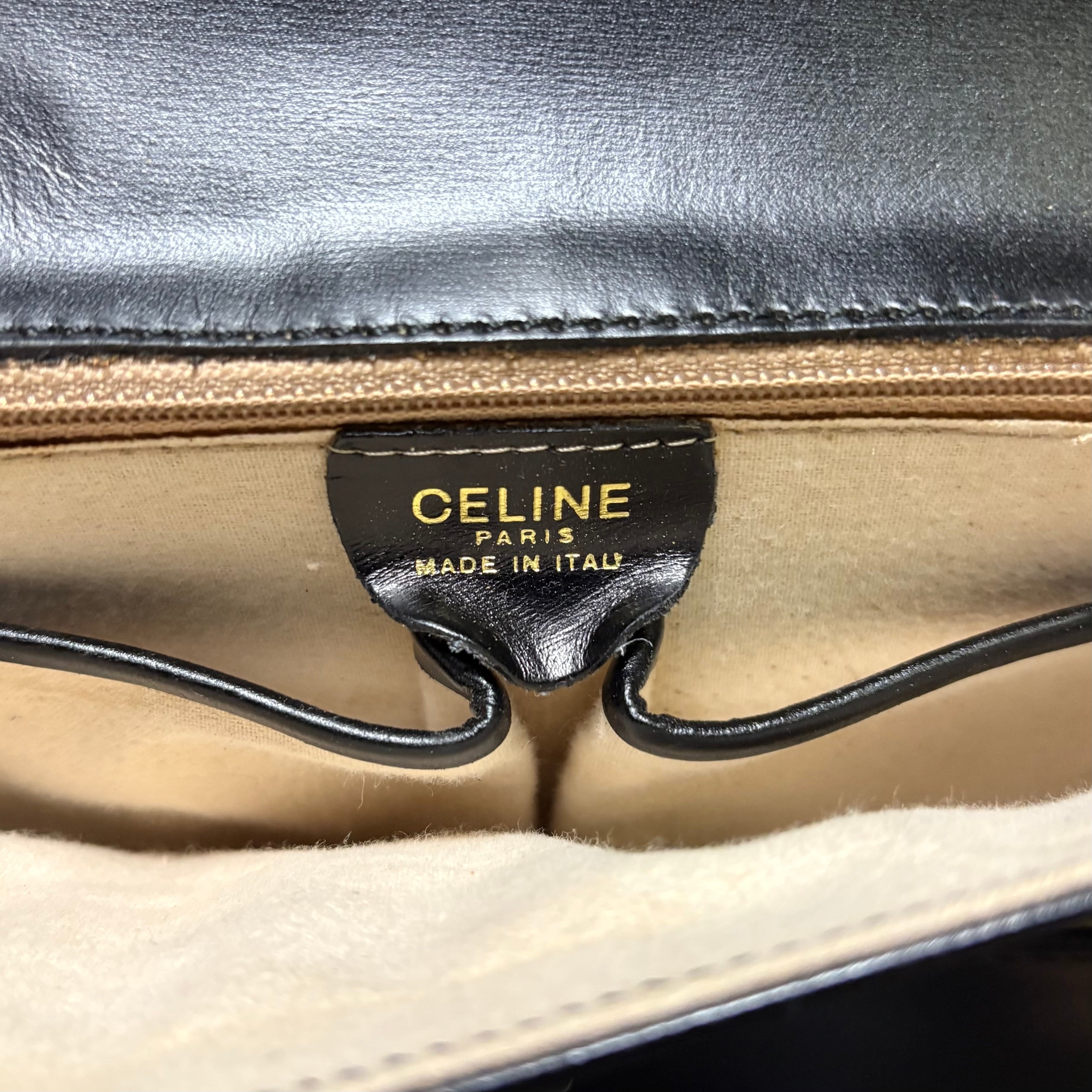 archive CELINE black leather shoulder bag “Star Ball” | NOIR ONLINE
