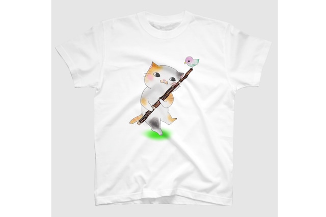 ファゴット猫のＴシャツ(白)