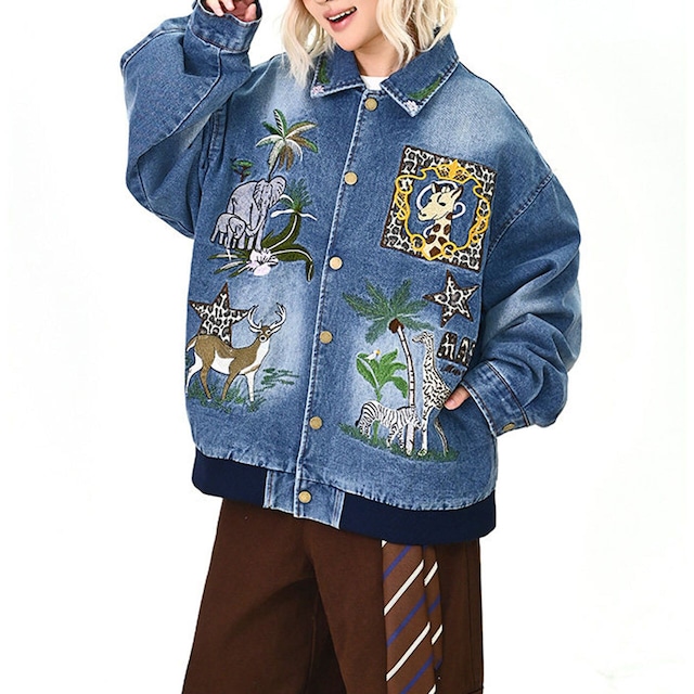サファリエンブロイダリーデニムブルゾン   R01542