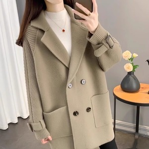 【送料無料】トレンチコート 3色 長袖 Vネック 襟付き  アイボリー ブラック カーキ 大人カラー 厚手生地 ウール ケーブルニット風 ベルト装飾 ドッキング 切り換え ポケット かわいい 大人可愛い 綺麗 シンプル カジュアル 大人 上品 おしゃれ お洒落 大人女子 こなれ感 コンサバ 定番アイテム 体型カバー 無地 冬 女性 レディース ママ 30代 40代 通勤 デート お出かけ 女子会 お呼ばれ お茶会 授業参観 休日 アウトドア 着回し 普段使い オルチャン ファッション スタイル 楽ちん