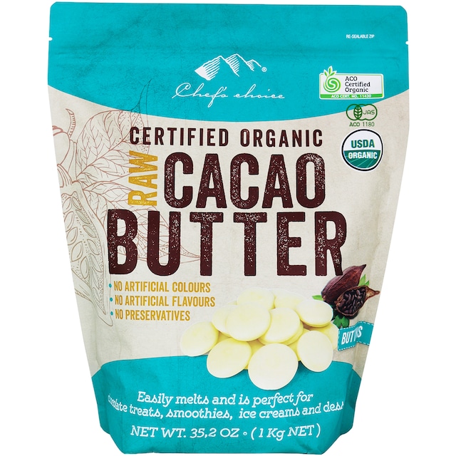 シェフズチョイス オーガニック ローカカオバター1kg Organic Raw cacao butter 使いやすい粒タイプ クリオロ種豆使用 コールドプレス 非加熱RAW製法