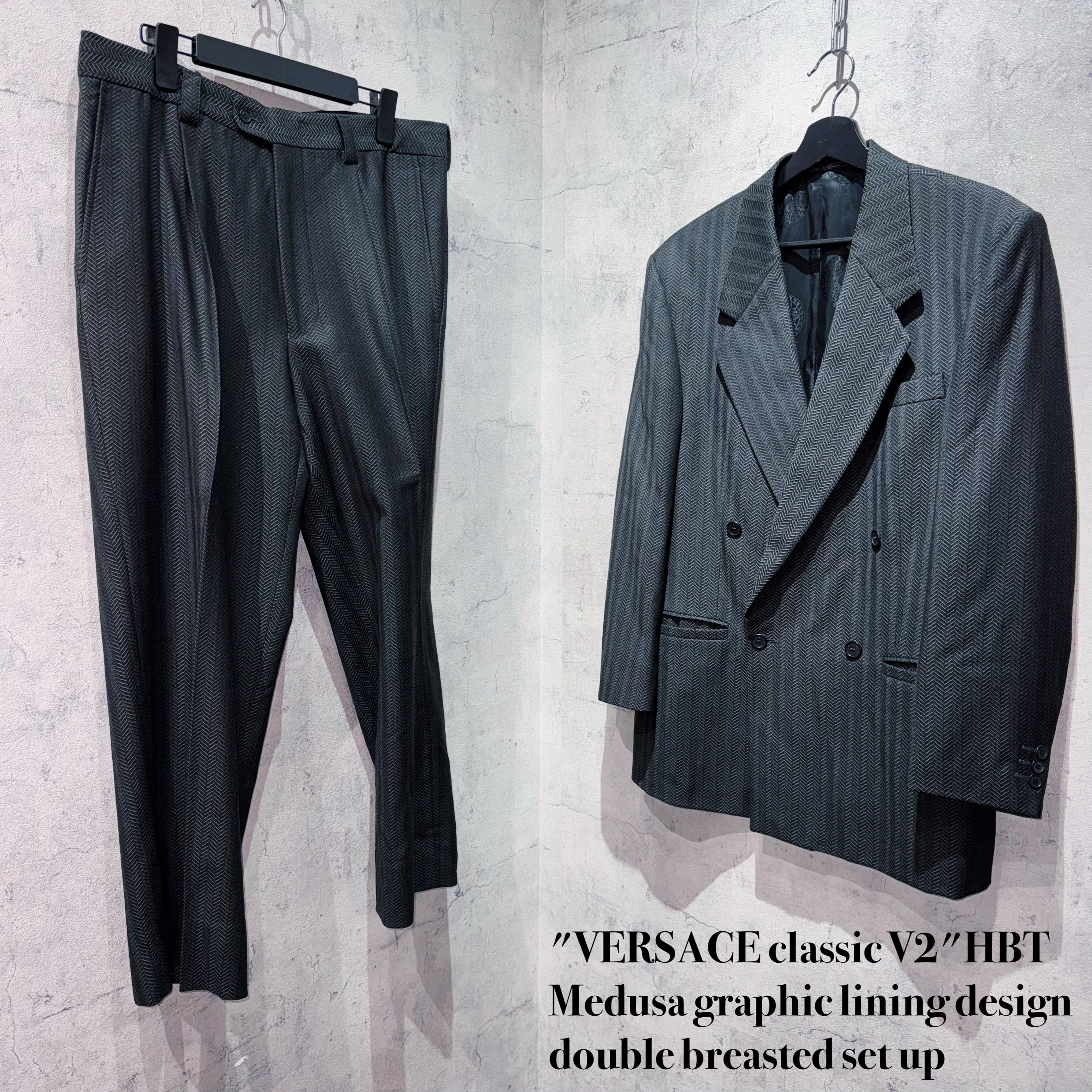 "VERSACE classic V2"HBT Medusa graphic lining design double breasted set up