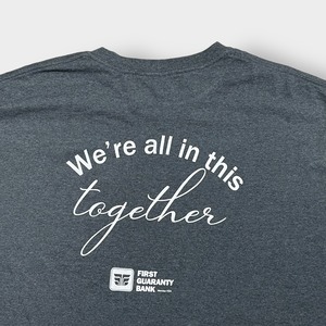 【USA古着】ビッグシルエット 企業系 銀行 企業ロゴ  FIRST GUARANTY BANK プリント Tシャツ バックプリント グレー 半袖 夏物 us古着