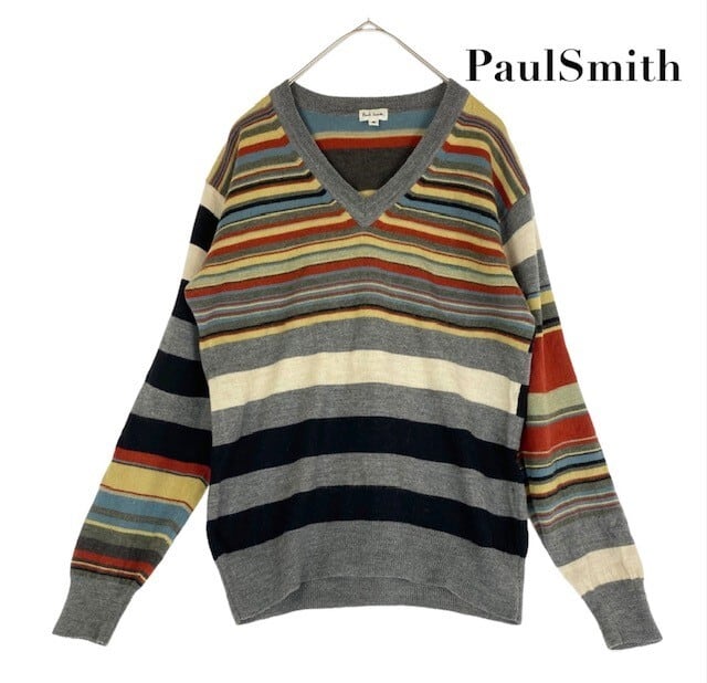 中古 ポールスミス PaulSmith 長袖 ニット セーター マルチボーダー柄