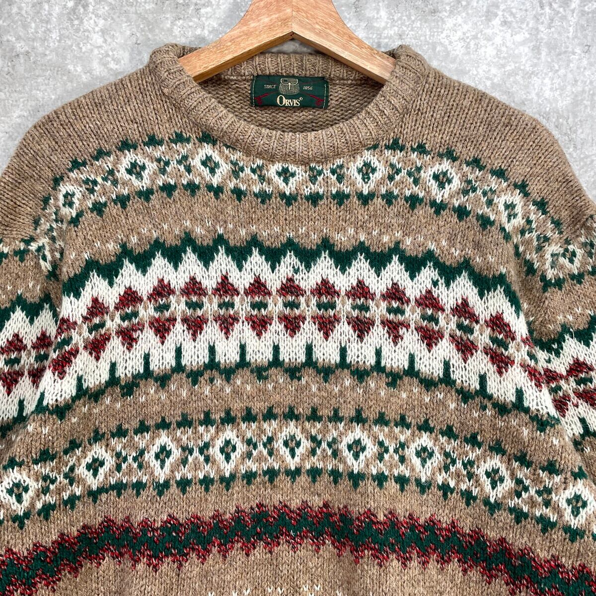 90年代 ORVIS オービス ウールニットセーター フェアアイル柄 メンズL