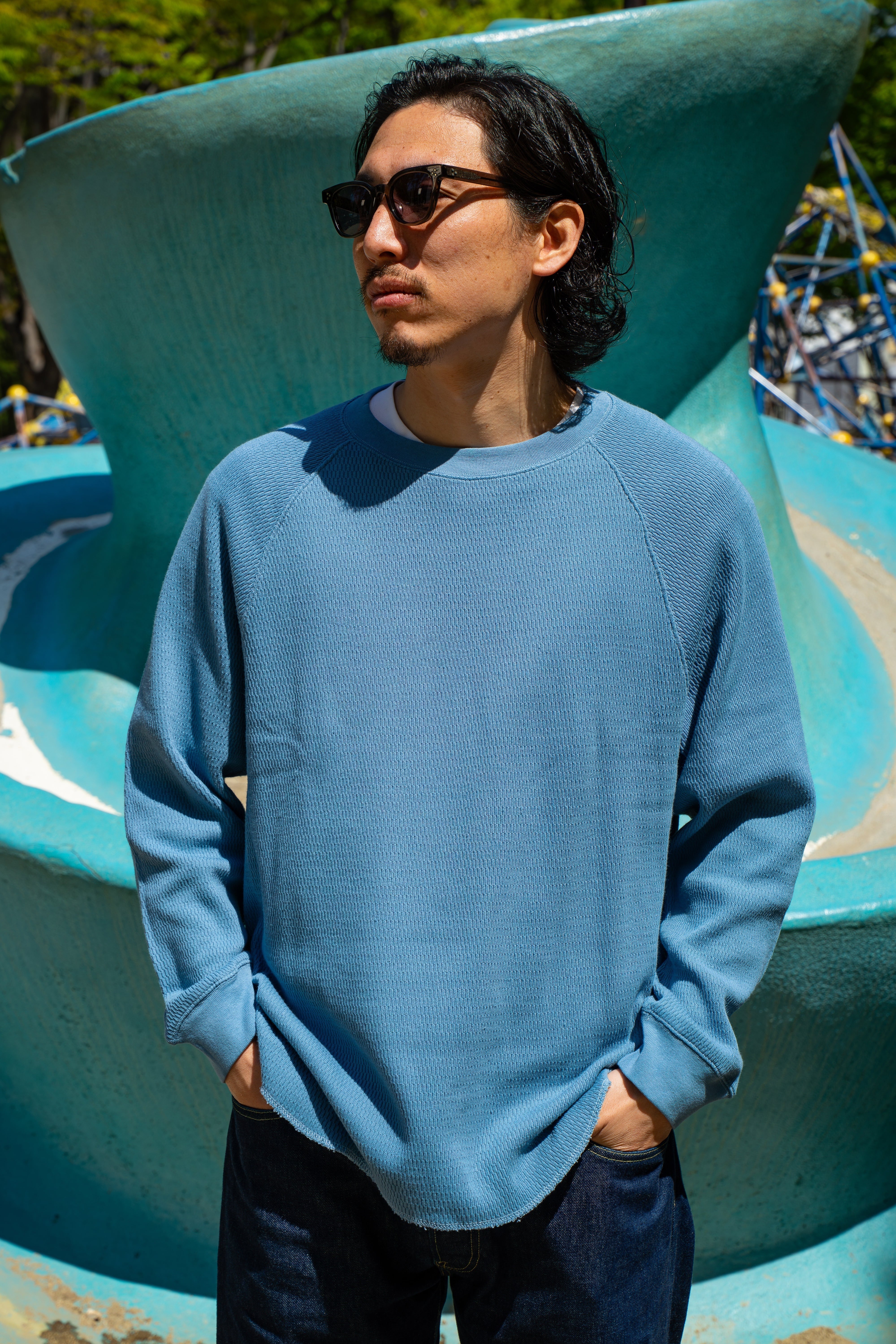 ideaswam サーマル CALM】MIDDLE WEIGHT HONEYCOMB THERMAL L/S TEE（blue） | CALM