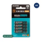 【4セット】アイリスオーヤマ ビックキャパ リチャージ 単4形ニッケル水素電池 4本パック BCR-S4MH／4B