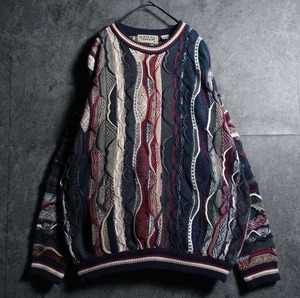 90s “COTTON TRADERS” Multicolor 3D Pattern Design Cotton Knit