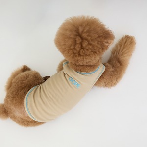 【予約】[ GOPE ] Stretch Mesh Sleeveless｜BEIGE × AQUA BLUE