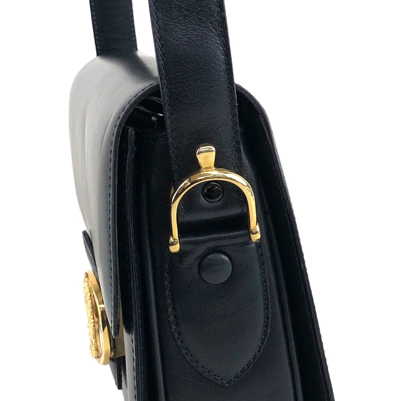 極美品✨CELINE セリーヌ　ブラック オールレザー ショルダーボディバッグ CELINE セリーヌ ショルダーバッグ ダークネイビー ブラゾン