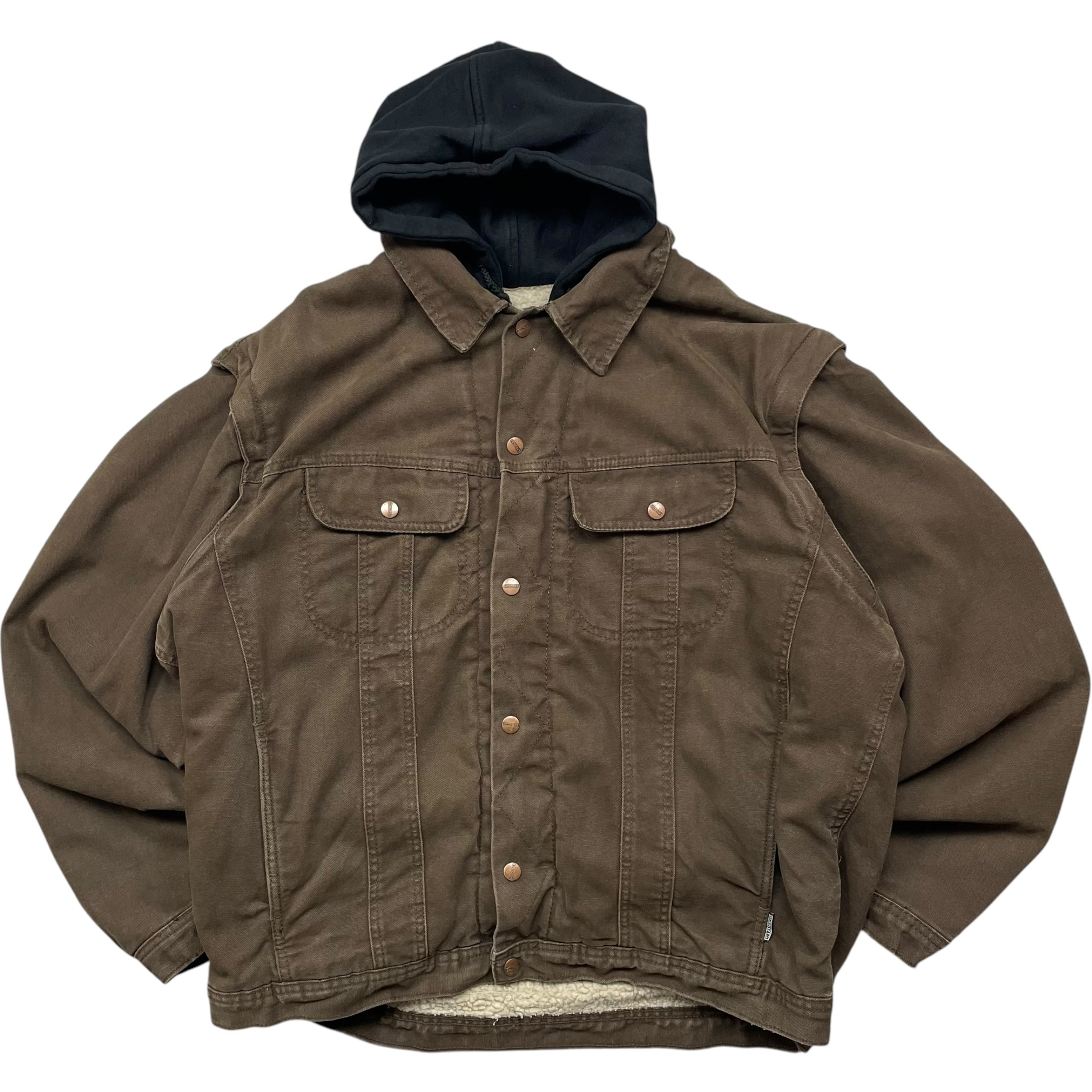 《L》DAKOTA ダコタ ダックジャケット ジップアップパーカー ドッキング ブラウン ブラック no.5250