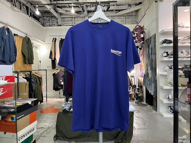 BALENCIAGA CAMPAIGN LOGO OVERSIZED TEE BLUE XS 508203 57693