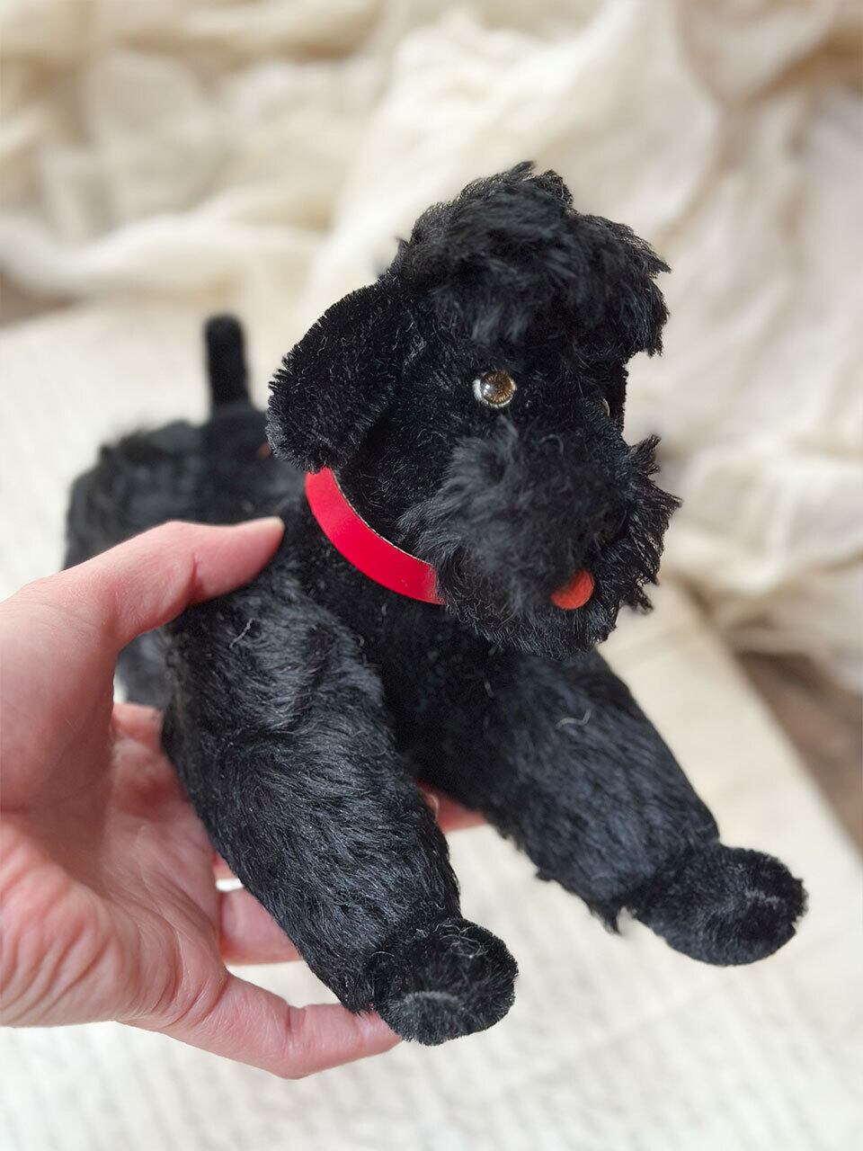 犬のぬいぐるみ Steiffシュタイフ 黒プードル中 | Brocante de La