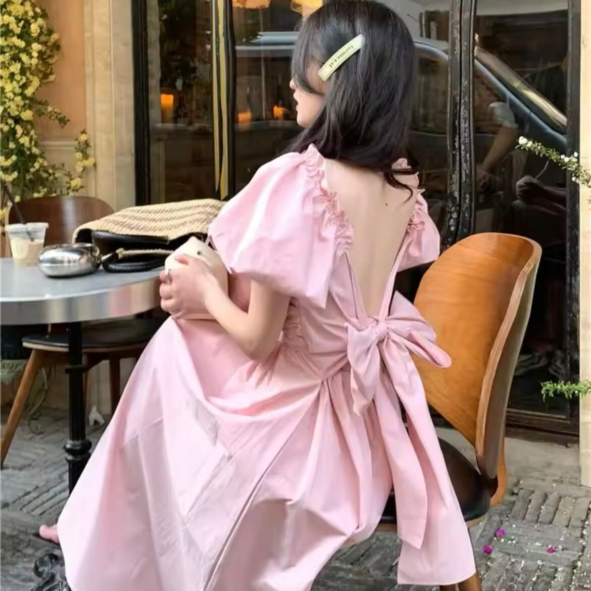 バックリボンワンピース