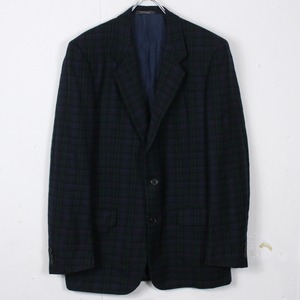 【Caka act2】"TRUSSARDI" Check Pattern Vintage Wool Tailored Jacket
