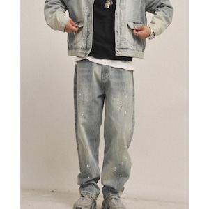 Front pocket design denim pants C3761