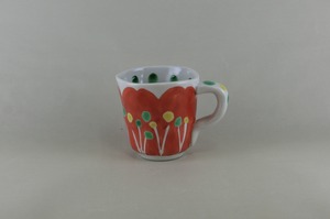 赤絵花紋マグカップ