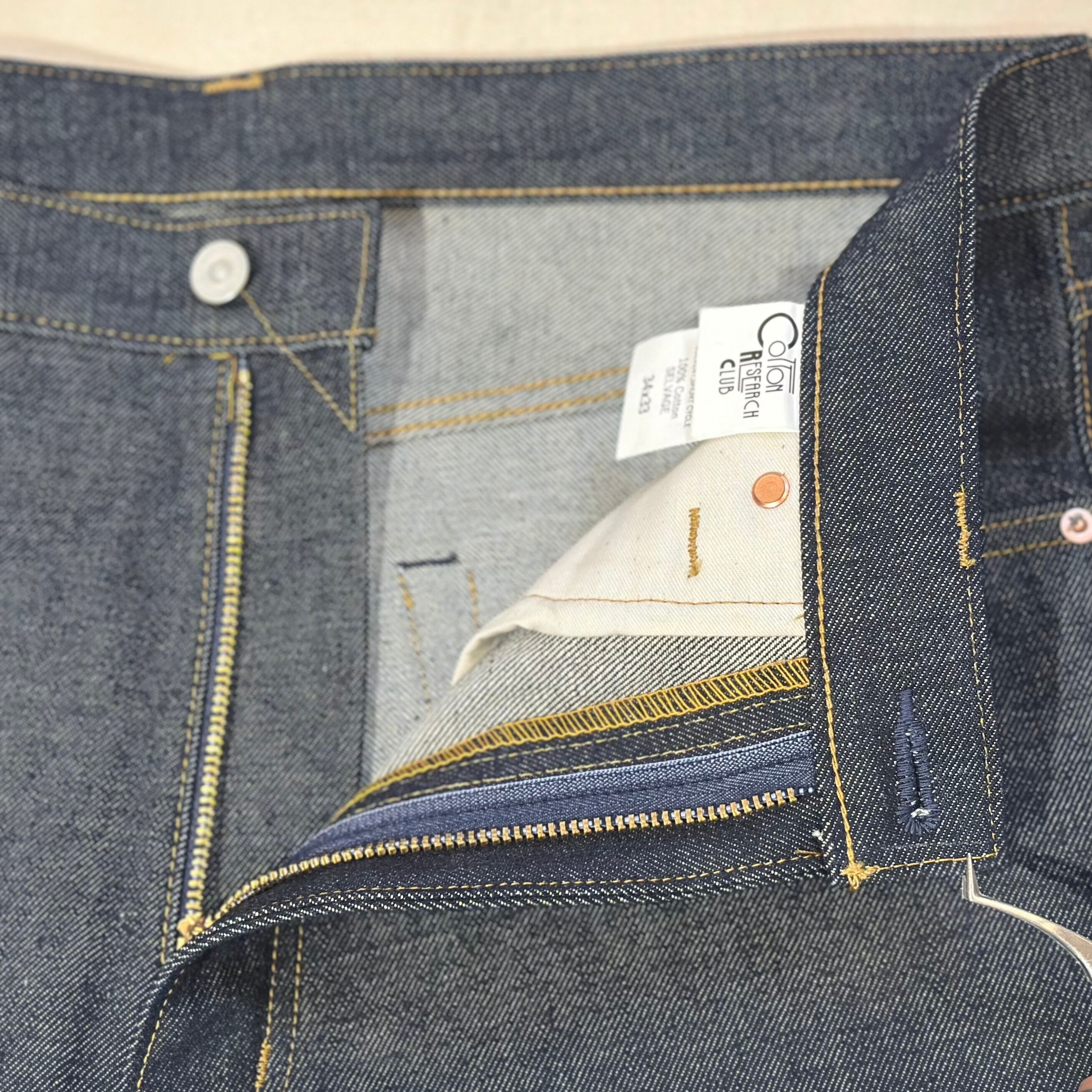 新品未使用！COTTON RESEARCH CLUB ストレートデニム32x33 COTTON RESEARCH CLUB /コットンリサーチクラブ セルビッチデニム