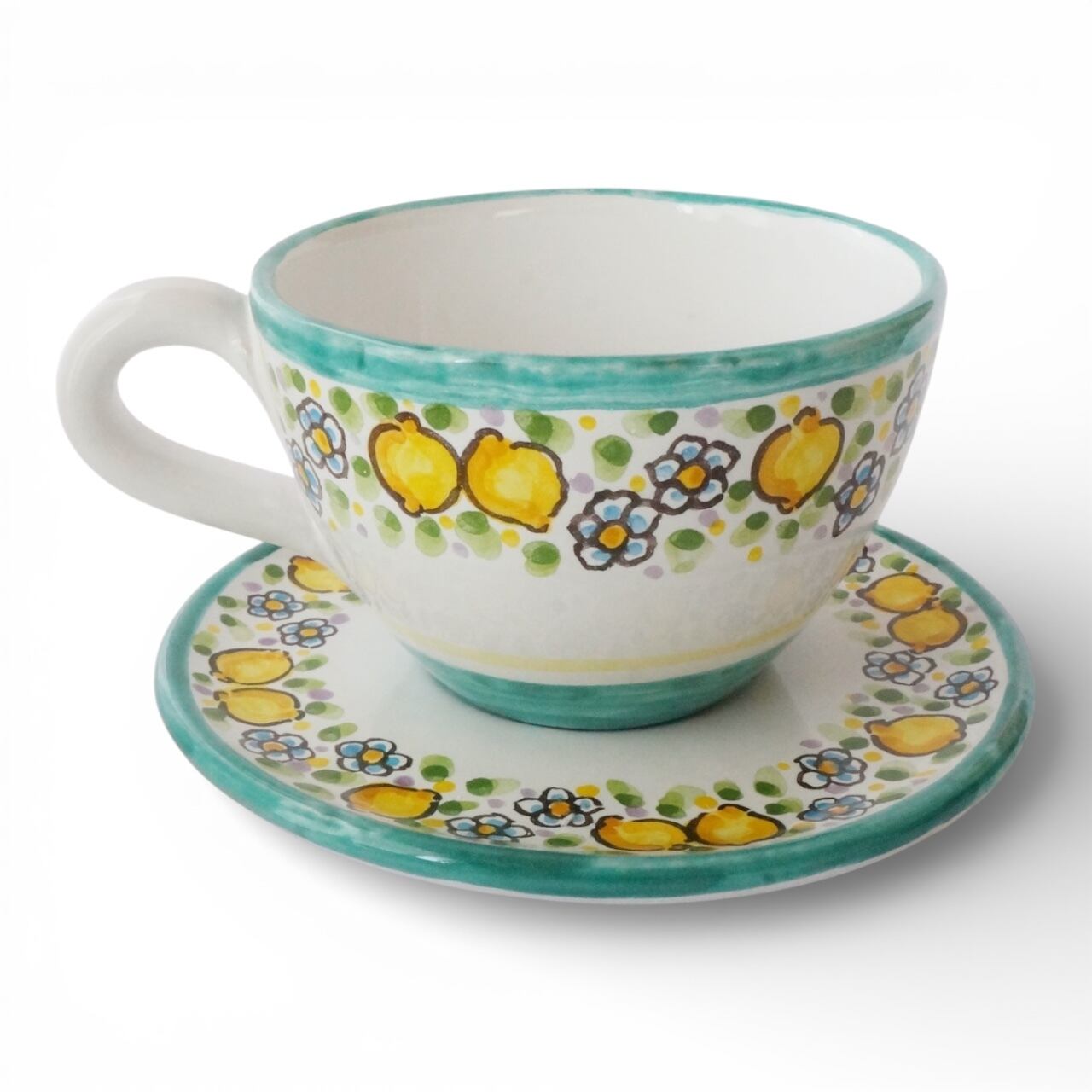 カップ＆ソーサー TAZ027 マヨリカ焼き イタリア陶器 レモン柄 ティー
