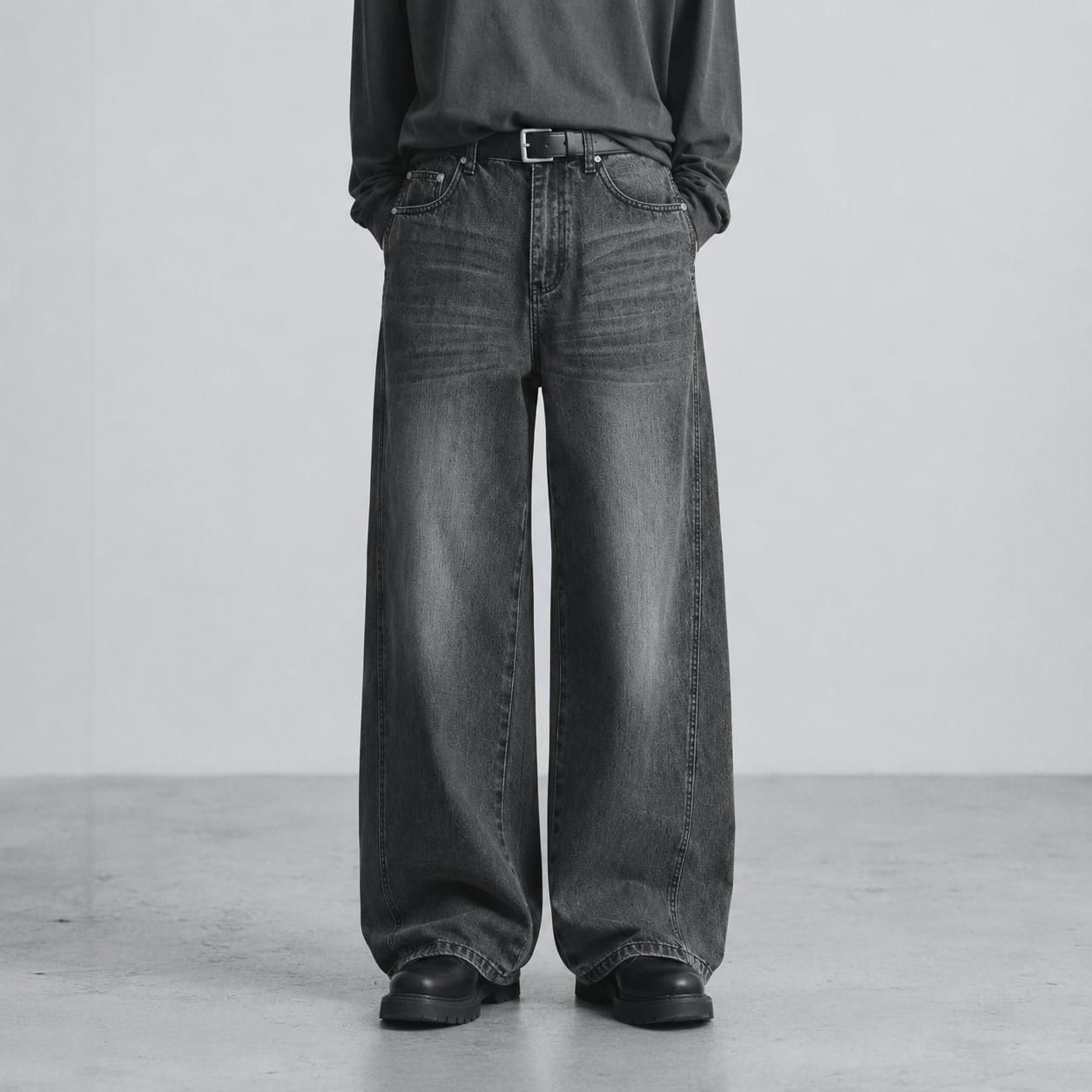 Black straight denim pants 0007