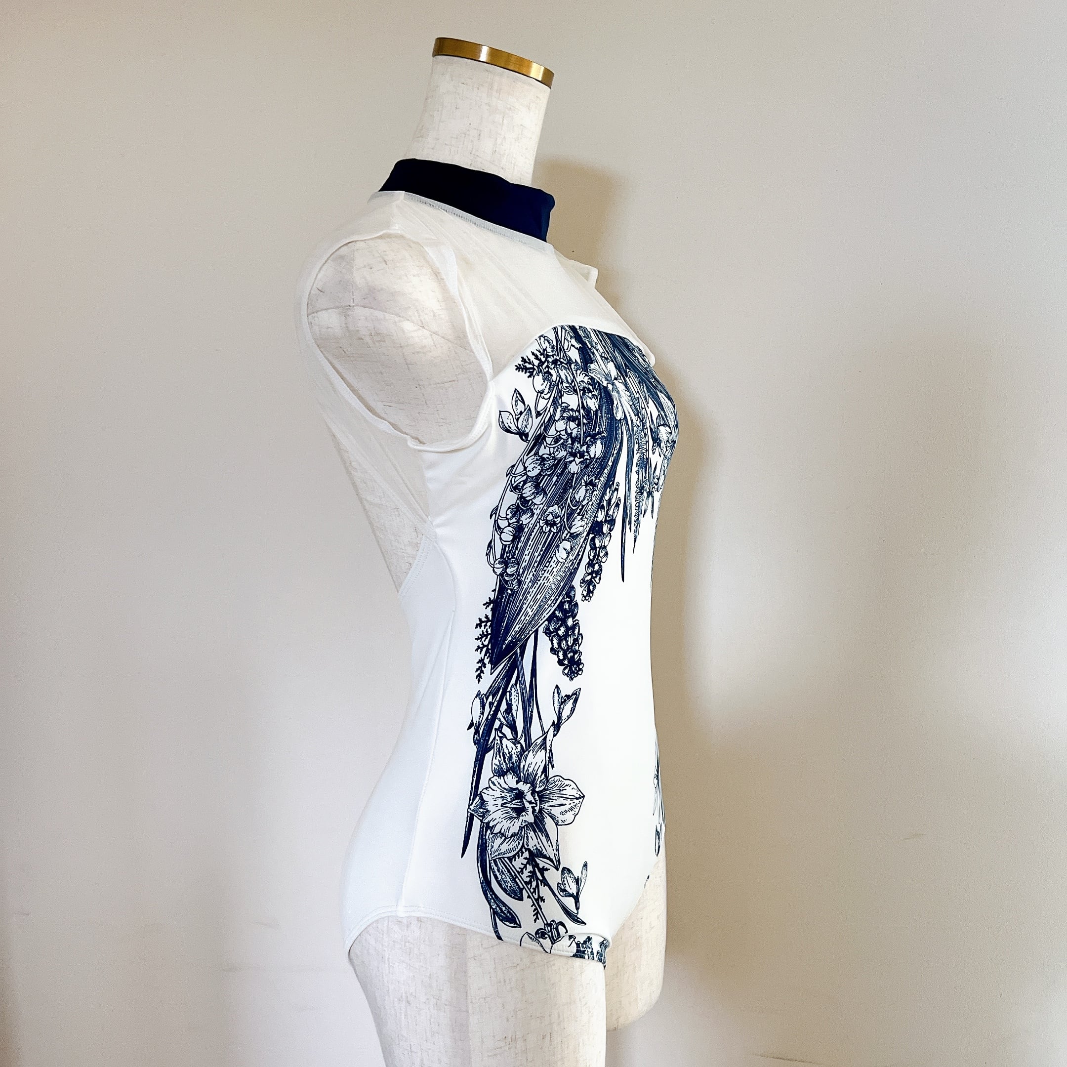 Navy Flower ハイネックチョーカー バレエレオタード | バレエショップ